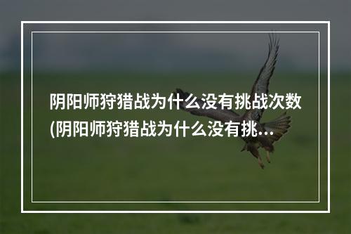 阴阳师狩猎战为什么没有挑战次数(阴阳师狩猎战为什么没有挑战次数了)