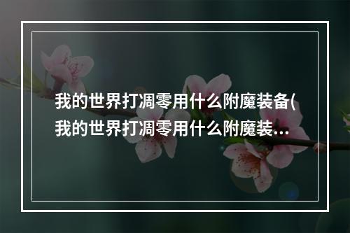 我的世界打凋零用什么附魔装备(我的世界打凋零用什么附魔装备好)