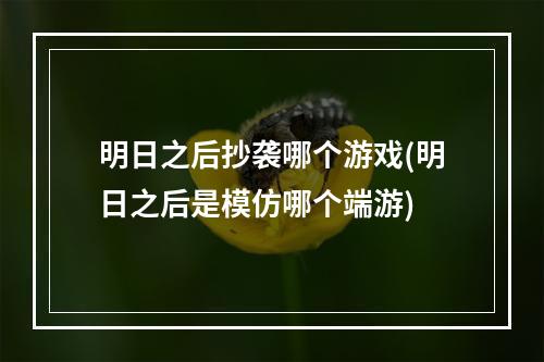 明日之后抄袭哪个游戏(明日之后是模仿哪个端游)