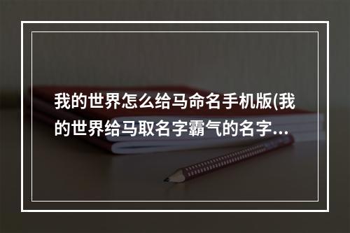 我的世界怎么给马命名手机版(我的世界给马取名字霸气的名字)