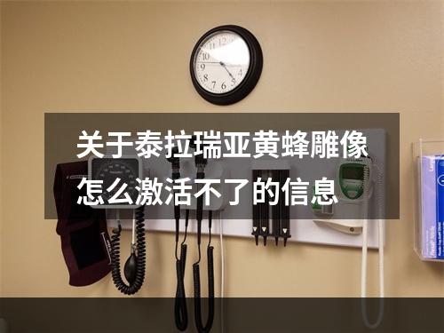 关于泰拉瑞亚黄蜂雕像怎么激活不了的信息