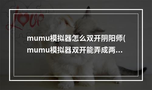 mumu模拟器怎么双开阴阳师(mumu模拟器双开能弄成两个窗口吗)