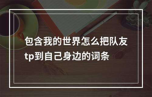 包含我的世界怎么把队友tp到自己身边的词条