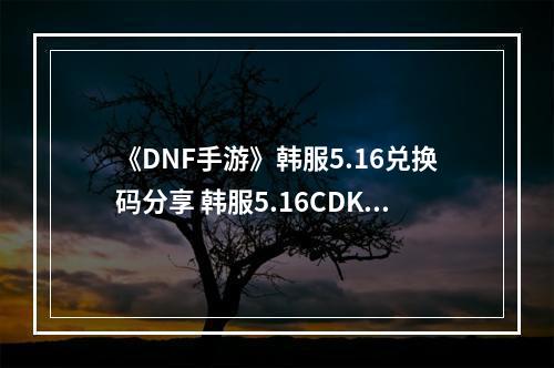 《DNF手游》韩服5.16兑换码分享 韩服5.16CDK大全--安卓攻略网