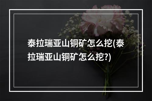 泰拉瑞亚山铜矿怎么挖(泰拉瑞亚山铜矿怎么挖?)