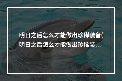 明日之后怎么才能做出珍稀装备(明日之后怎么才能做出珍稀装备呢)