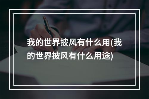 我的世界披风有什么用(我的世界披风有什么用途)