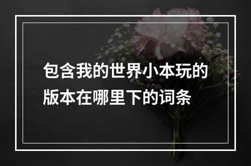 包含我的世界小本玩的版本在哪里下的词条