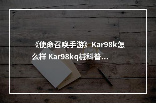 《使命召唤手游》Kar98k怎么样 Kar98kq械科普--手游攻略网