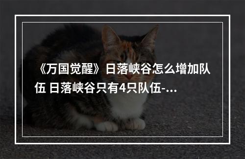 《万国觉醒》日落峡谷怎么增加队伍 日落峡谷只有4只队伍--手游攻略网