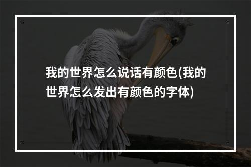 我的世界怎么说话有颜色(我的世界怎么发出有颜色的字体)