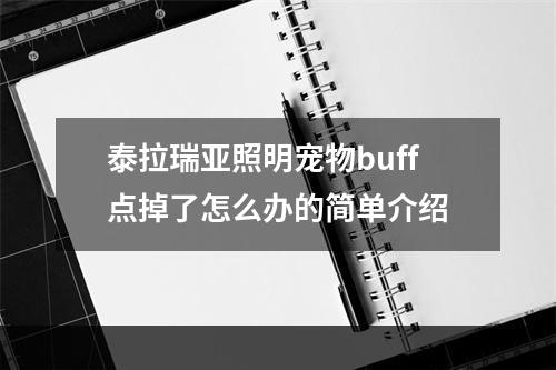 泰拉瑞亚照明宠物buff点掉了怎么办的简单介绍