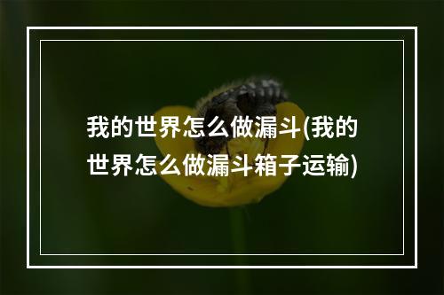 我的世界怎么做漏斗(我的世界怎么做漏斗箱子运输)