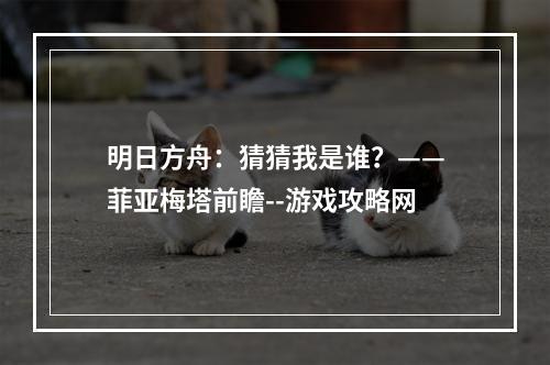 明日方舟：猜猜我是谁？——菲亚梅塔前瞻--游戏攻略网