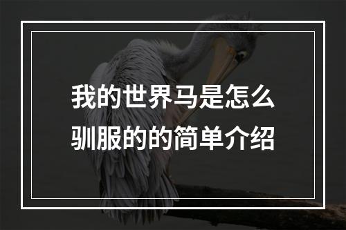 我的世界马是怎么驯服的的简单介绍