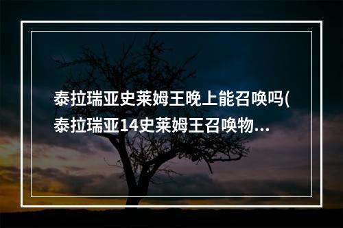 泰拉瑞亚史莱姆王晚上能召唤吗(泰拉瑞亚14史莱姆王召唤物怎么合成)