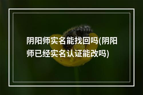 阴阳师实名能找回吗(阴阳师已经实名认证能改吗)