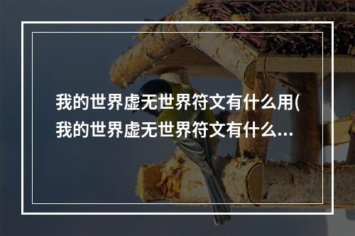 我的世界虚无世界符文有什么用(我的世界虚无世界符文有什么用处)