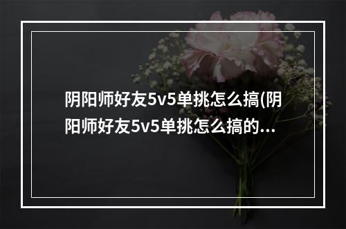 阴阳师好友5v5单挑怎么搞(阴阳师好友5v5单挑怎么搞的)