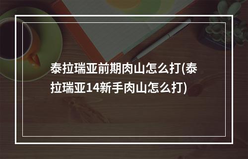 泰拉瑞亚前期肉山怎么打(泰拉瑞亚14新手肉山怎么打)