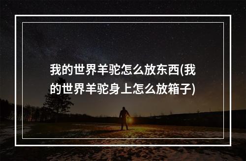 我的世界羊驼怎么放东西(我的世界羊驼身上怎么放箱子)