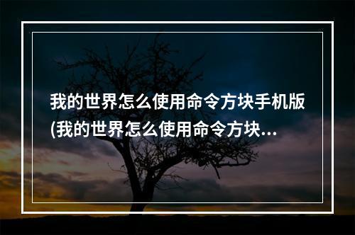 我的世界怎么使用命令方块手机版(我的世界怎么使用命令方块手机版下载)