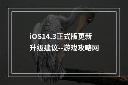 iOS14.3正式版更新升级建议--游戏攻略网