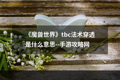 《魔兽世界》tbc法术穿透是什么意思--手游攻略网