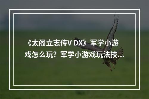 《太阁立志传V DX》军学小游戏怎么玩？军学小游戏玩法技巧