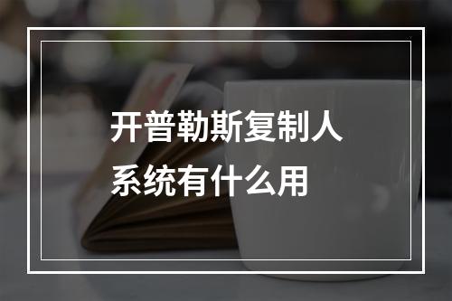 开普勒斯复制人系统有什么用