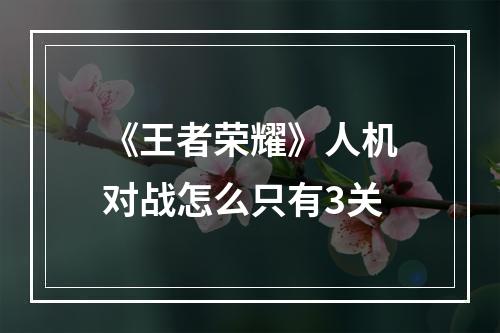 《王者荣耀》人机对战怎么只有3关