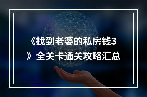 《找到老婆的私房钱3》全关卡通关攻略汇总