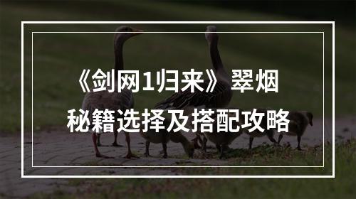 《剑网1归来》翠烟秘籍选择及搭配攻略