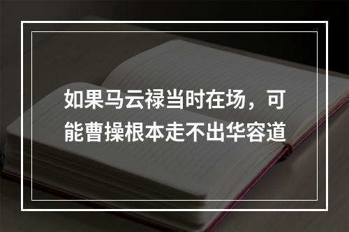 如果马云禄当时在场，可能曹操根本走不出华容道