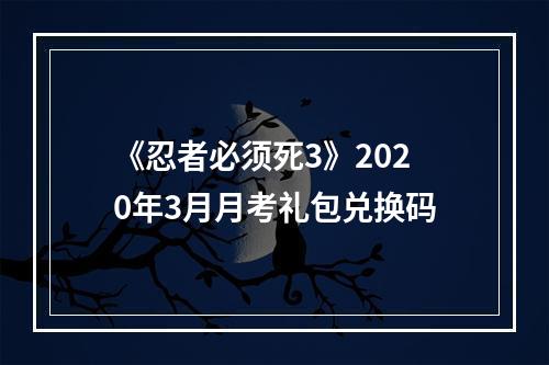 《忍者必须死3》2020年3月月考礼包兑换码