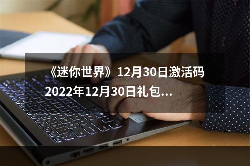 《迷你世界》12月30日激活码2022年12月30日礼包兑换码