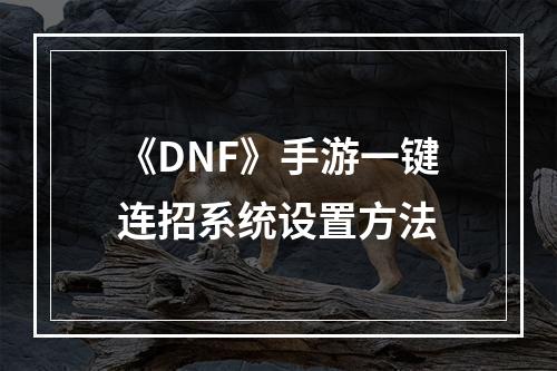 《DNF》手游一键连招系统设置方法