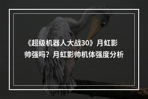 《超级机器人大战30》月虹影帅强吗？月虹影帅机体强度分析