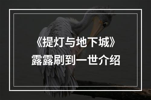 《提灯与地下城》露露刷到一世介绍