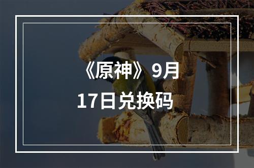 《原神》9月17日兑换码