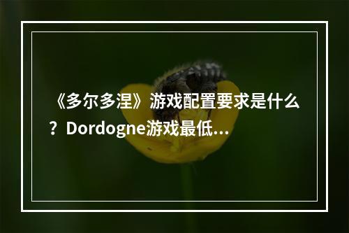 《多尔多涅》游戏配置要求是什么？Dordogne游戏最低配置要求一览