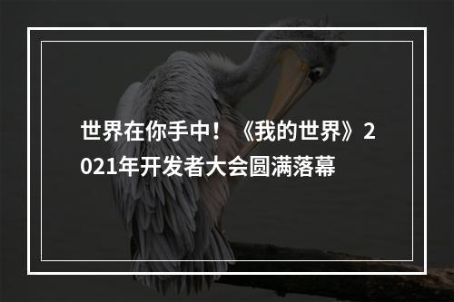 世界在你手中！《我的世界》2021年开发者大会圆满落幕