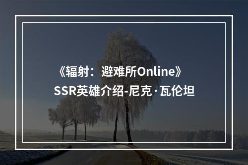 《辐射：避难所Online》SSR英雄介绍-尼克·瓦伦坦