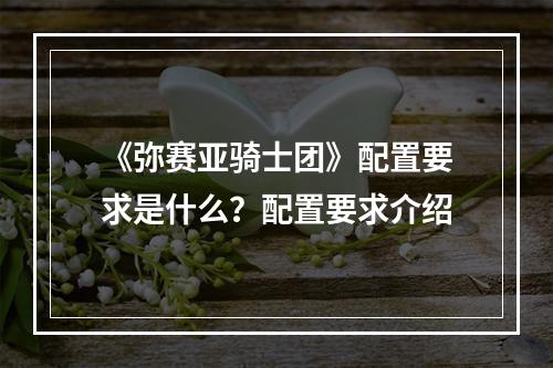 《弥赛亚骑士团》配置要求是什么？配置要求介绍