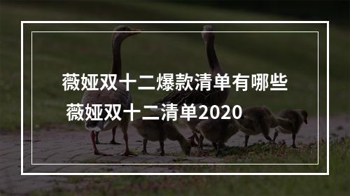 薇娅双十二爆款清单有哪些 薇娅双十二清单2020