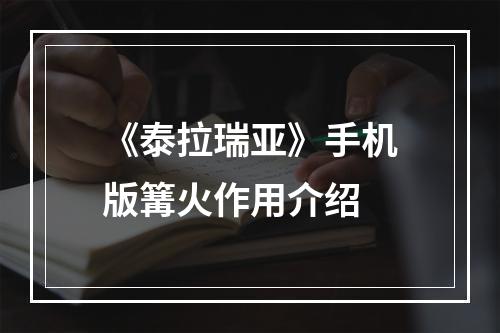 《泰拉瑞亚》手机版篝火作用介绍