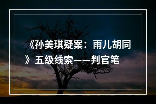 《孙美琪疑案：雨儿胡同》五级线索——判官笔