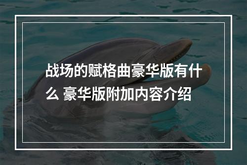 战场的赋格曲豪华版有什么 豪华版附加内容介绍