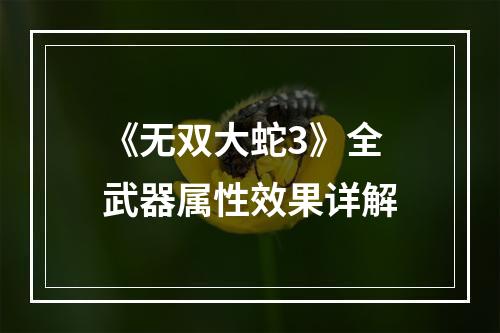 《无双大蛇3》全武器属性效果详解