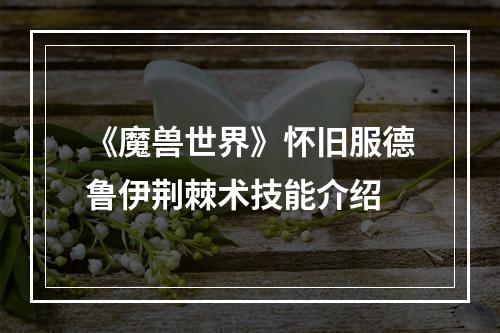 《魔兽世界》怀旧服德鲁伊荆棘术技能介绍